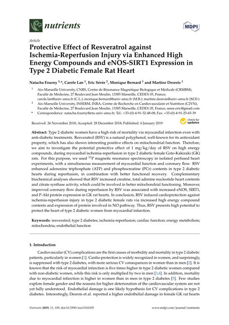 PDF Protective Effect Of Resveratrol Against Ischemia Reperfusion