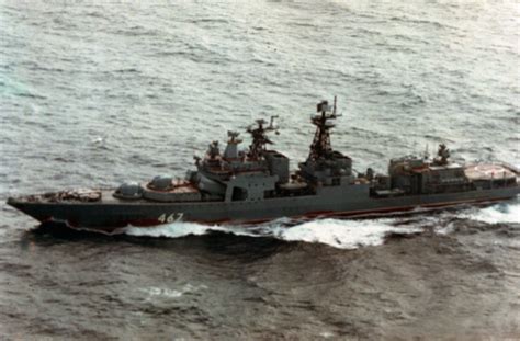 Aerial Port Bow View Of The Udaloy Class Guided Missile Destroyer