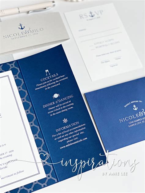 Nautical Wedding Invitations Navy Wedding Invitations Etsy