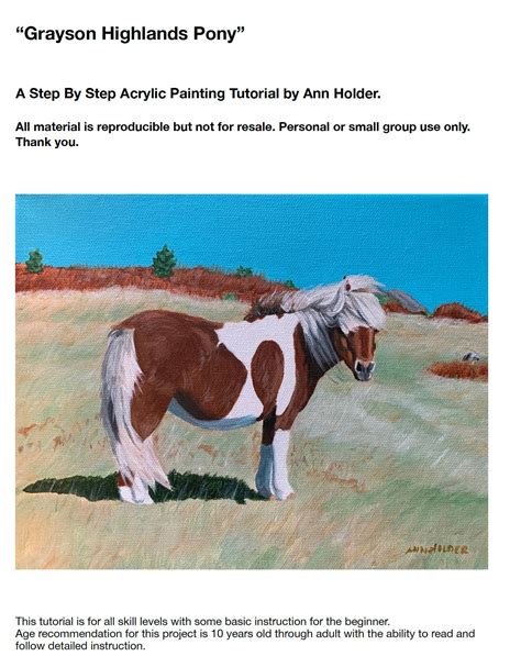 Horse Acrylic Painting Tutorial, Downloadable Art Lesson, Learn to Paint Ponies, Grayson ...