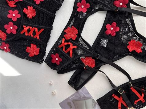 Black Swinol Floral Beautiful Underwear Piece Fairy Sexy Lingerie