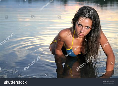 Sexy Girl Bikini Posing Sunset Stock Photo 82987330 Shutterstock