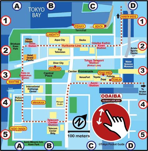 TOKYO POCKET GUIDE: Odaiba map in English for Tourist Attractions and ...