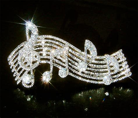 Swarovski Crystal Treble G Clef Music Musical Note Pin Brooch Etsy