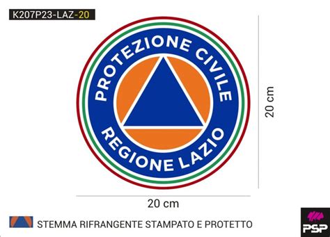 Adesivo Stemma Protezione Civile Volontari Regione Lazio Diametro 20 Cm