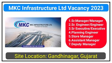 MKC Infrastructure Ltd Requirement For Multiple Positions Apply