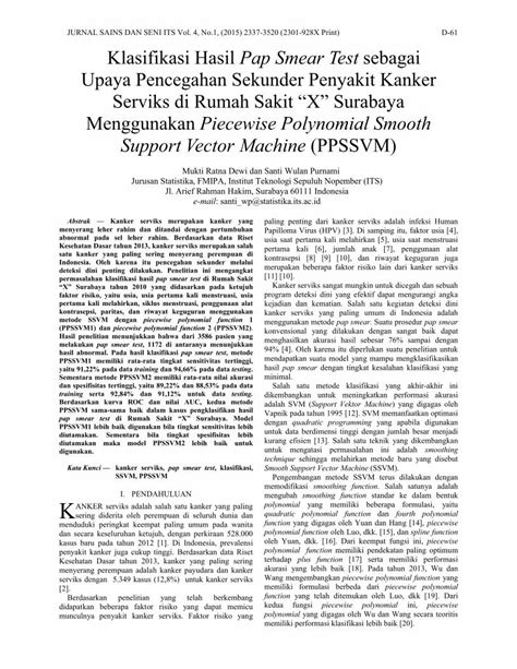 PDF Klasifikasi Hasil Pap Smear Test Sebagai Upaya Pencegahan