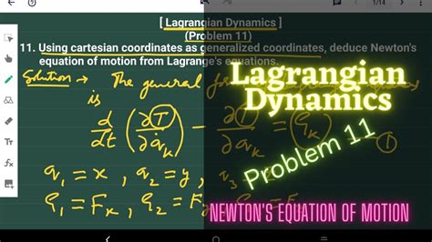 Lagrangian Mechanics Problem Newton S Equation Of Motion Using