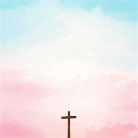 Wooden Cross Over Abstract Sky Background Christian Concept Stock