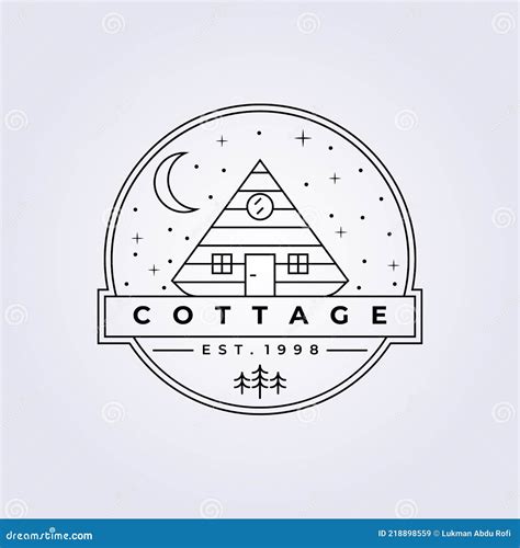 Line Art Cottage Cabin Logo Lodge Vector Illustration Design Simple