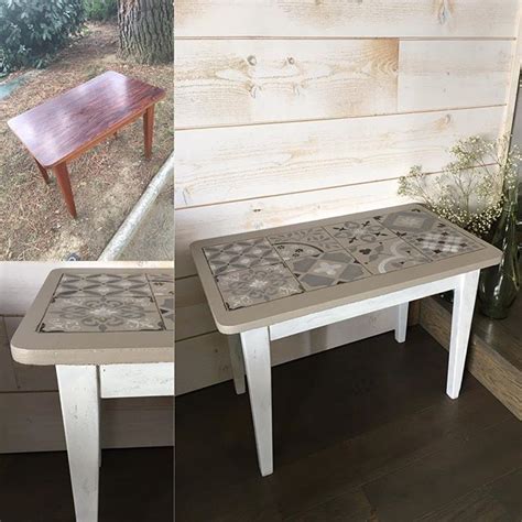 Petite Table Basse Relookee Avec Pieds Effet Shabby Et Plateau Avec