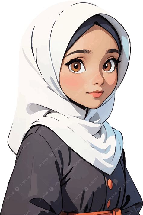 gambar perempuan cantik hijab kartun