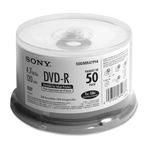 Best Buy Sony DVD Recordable Media DVD R 16x 4 70 GB 50 Pack Spindle