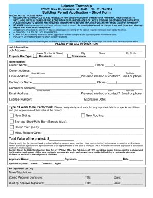 Fillable Online Bldg Permit Application Short Form With Approved