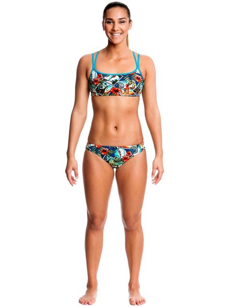 Funkita Postcard Paradise Womens Criss Cross Sports Bikini