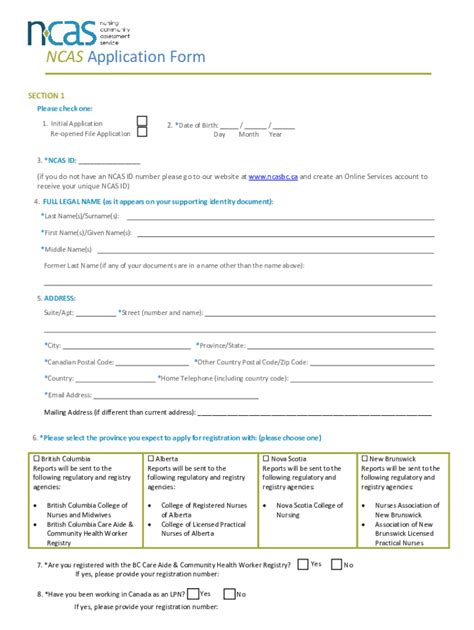 Fillable Online NCAS Application Form Fax Email Print PdfFiller