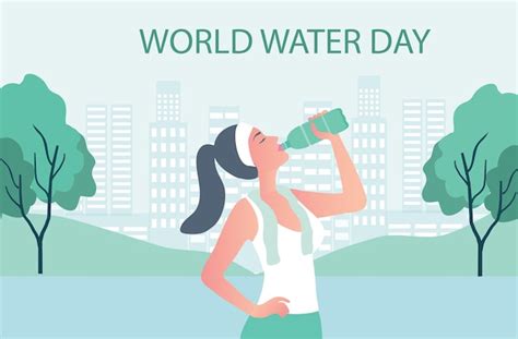 Concepto Del D A Mundial Del Agua Mujer Que Bebe Agua Ilustraci N