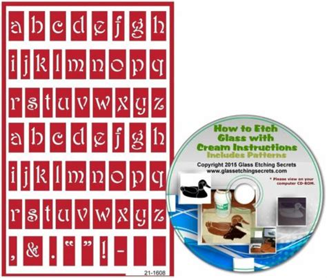 Reusable Glass Etching Stencils, Lower Case Letters + How to Etch ...