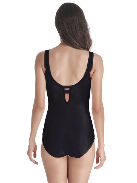 Bikini Maillot de Bain Moulant Femme avec Bretelles à Col Décolleté en V Coupe Cintrée Unicolore