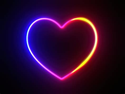 Premium Photo Neon Heartglowing Heart On Black Background