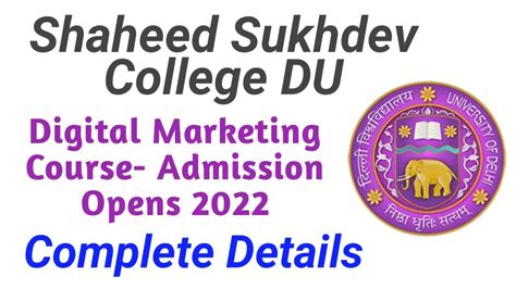 Digital Marketing Course By Delhi University Admission Opens 2022