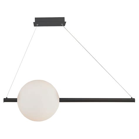 Linear Bar Pendant With Up Down Illumination With Opal Glass Orb Abra