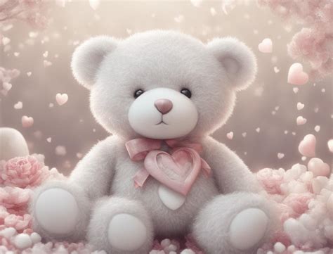 cute teddy bear white with heart by xRebelYellx on DeviantArt