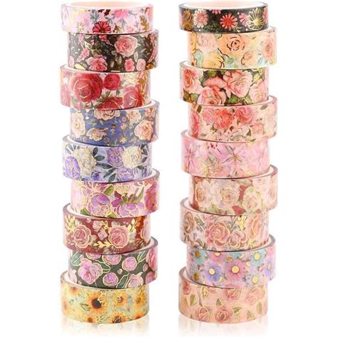 18 Rouleaux Washi Tape Fleur Ruban Adhésif Décoratif Masquage