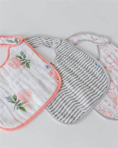 Cotton Muslin Classic Bib 3 Pack Watercolor Rose Muslin Cotton