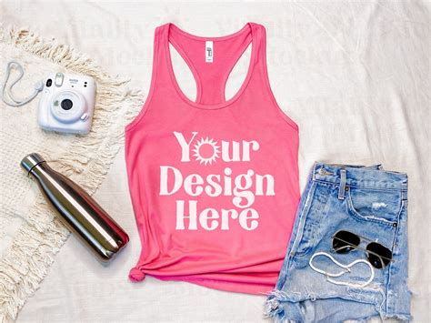 Next Level 1533 Mockup HOT PINK Tank Top Mockup Tank Top Flat Lay Mockup Trendy Summer Mockup