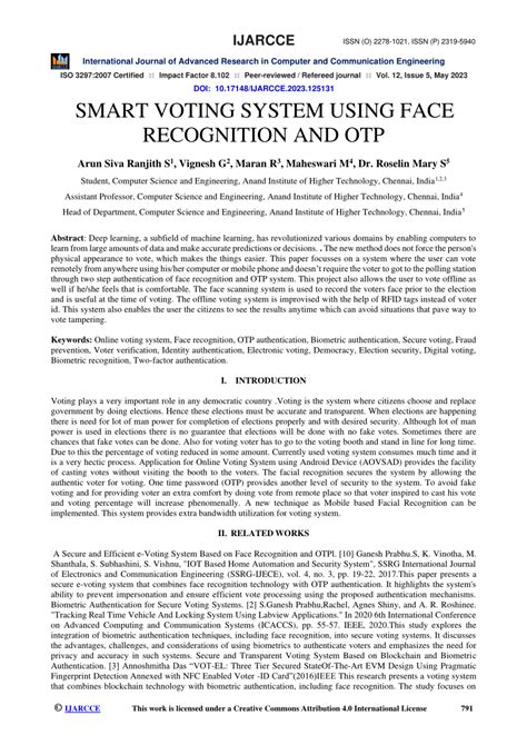 Pdf Smart Voting System Using Face Recognition And Otp