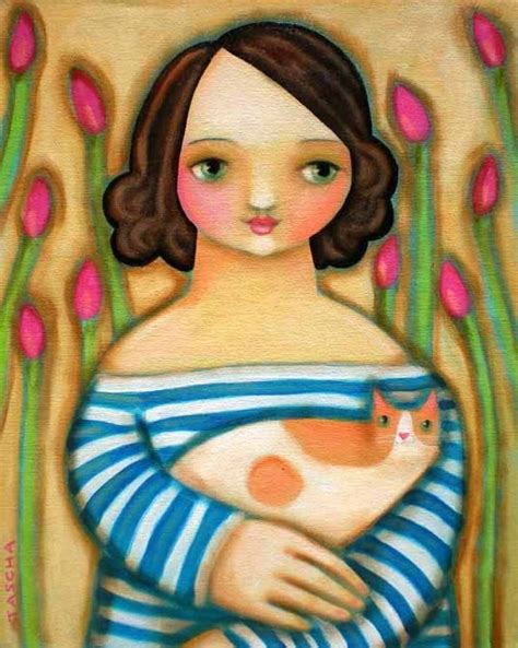 Large Canvas Original Woman With Cat Portrait Painting 20x16 Etsy