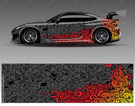 Car Wrap Design Vector Graphic Abstract Stripe Racing Background Kit