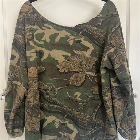 Camo Off The Shoulder Top Depop