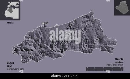 Jijel Provincia De Argelia Mapa De Altura En Color Con Lagos Y R Os