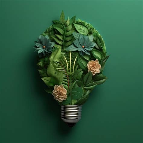 Premium AI Image Light Bulb With Green Plants Inside In Paper Cut