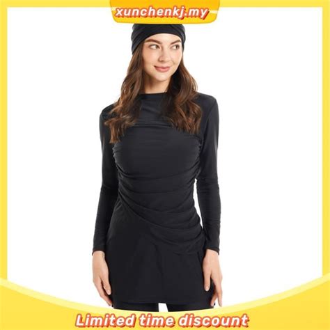 Modest Muslim Swimwear All Black Burkinis Islam Swimsuit Bikini Full Coverage Hijab Beachwear