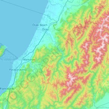 Kapiti Coast District topographic map, elevation, relief