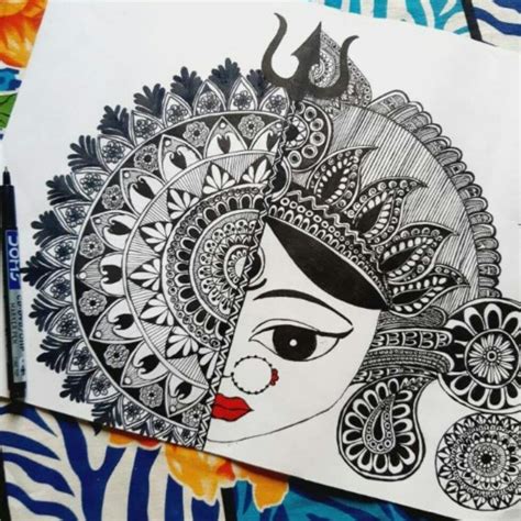 Mandala Art With Maa Durga Durga Maa Mandala Art Pen Save Drawings