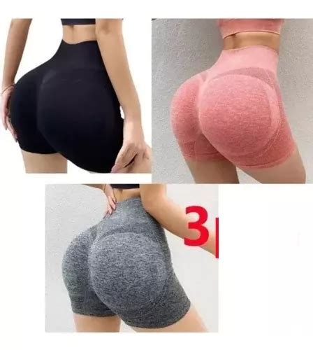 3 Calças Curto Levanta Bumbum Feminino Push Up Academia Yoga