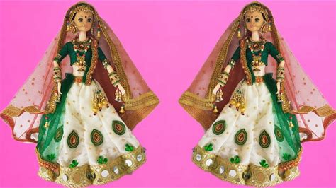 Barbie Doll Lehenga Making How To Decorate Indian Barbie Doll In