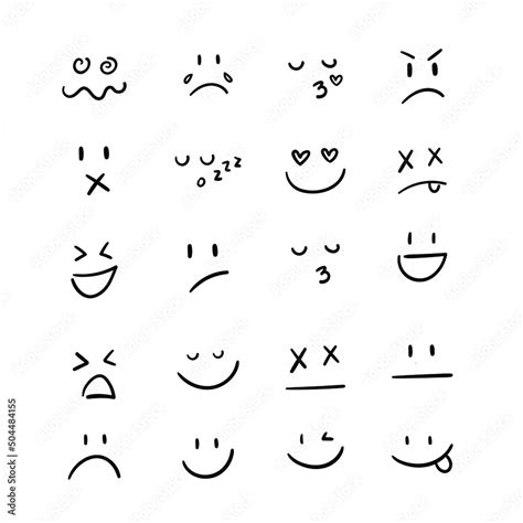 Vector hand drawn smiley faces Stock Vector | Adobe Stock