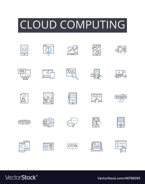 Cloud Computing Line Icons Collection Virtual Vector Image