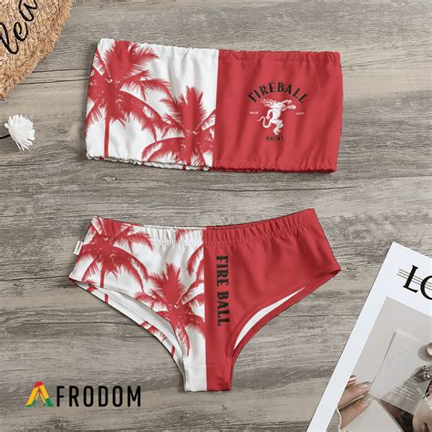 Fireball Coconut Trees Women S Strapless Bandeau Bikini Swimsuit Afrodom