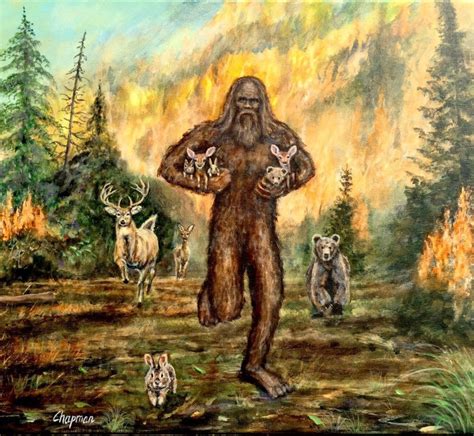 Bigfoot Saves Baby Animals From a Forest Fire. Bigfoot Aka Sasquatch ...