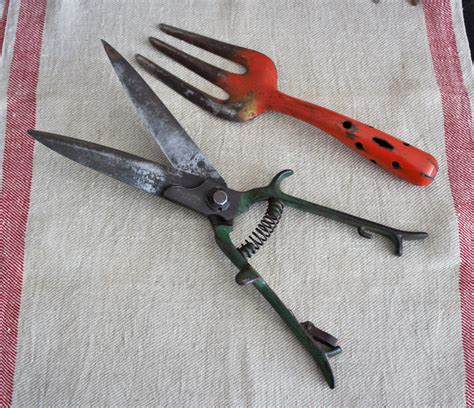 Antique Garden Tools Newman Grass Shears Clippers And Fork Etsy