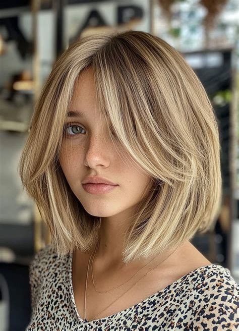 Layered Bob Haircuts To Try Now Blonde Textured Bob With Curtain Bangs