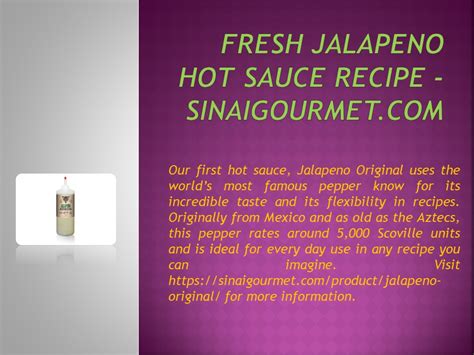 PPT Fresh Jalapeno Hot Sauce Recipe Sinaigourmet PowerPoint Presentation Free To