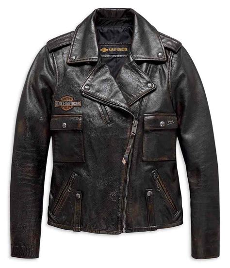 Harley Davidson® Women S Eagle Logo Distressed Leather Biker Jacket 98076 19vw Wisconsin