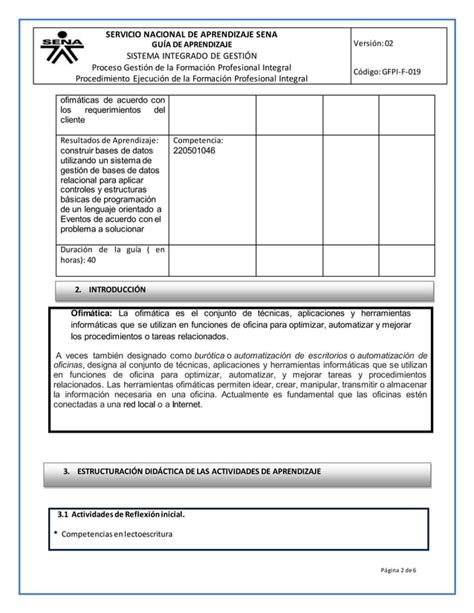 Gfpi F Formato Guia De Aprendizaje Word Pdf